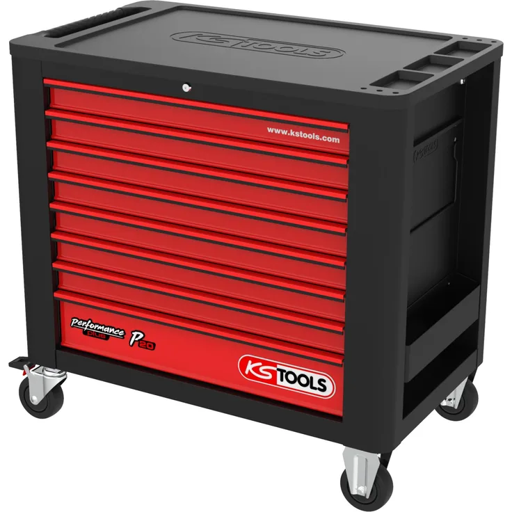 KS TOOLS PERFORMANplus P20 SCHWARZ-ROT Werkstattwagen mit 8 Schubladen