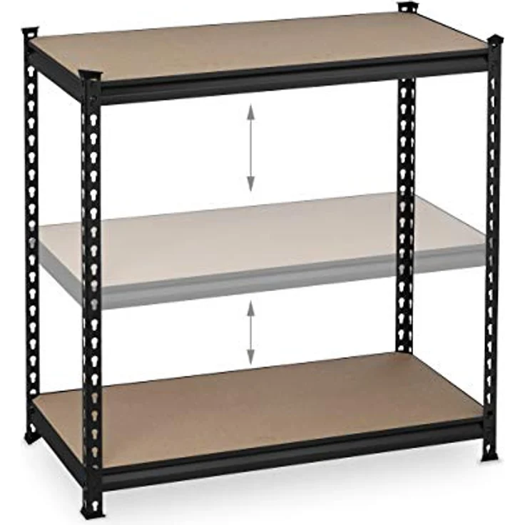 Schwerlastregal zum Stecken, HBT: 183x91x46 cm, Traglast: 1800 kg, 5 Ebenen, Keller & Garage, Stahl, schwarz – Bild 8