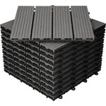 ECD Germany WPC Terrassenfliesen 30x30 cm 22er Spar Set für 2m² Anthrazit in Holzoptik für Garten Balkon Bodenbelag mit Drainage und Klicksystem Terrassendielen Balkonfliesen Klickfliesen Holzfliesen