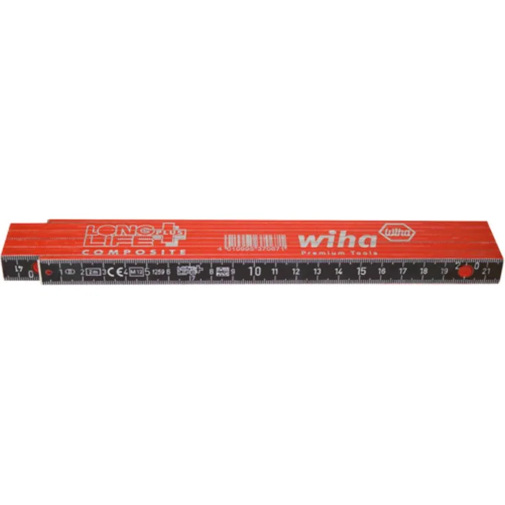 Wiha Gliedermaßstab Longlife® Plus Composite 2 m metrisch, 10 Glieder (37067) rot-schwarz