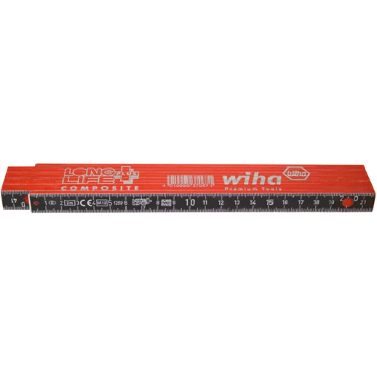 Wiha Gliedermaßstab Longlife® Plus Composite 2 m metrisch, 10 Glieder (37067) rot-schwarz – Bild 1
