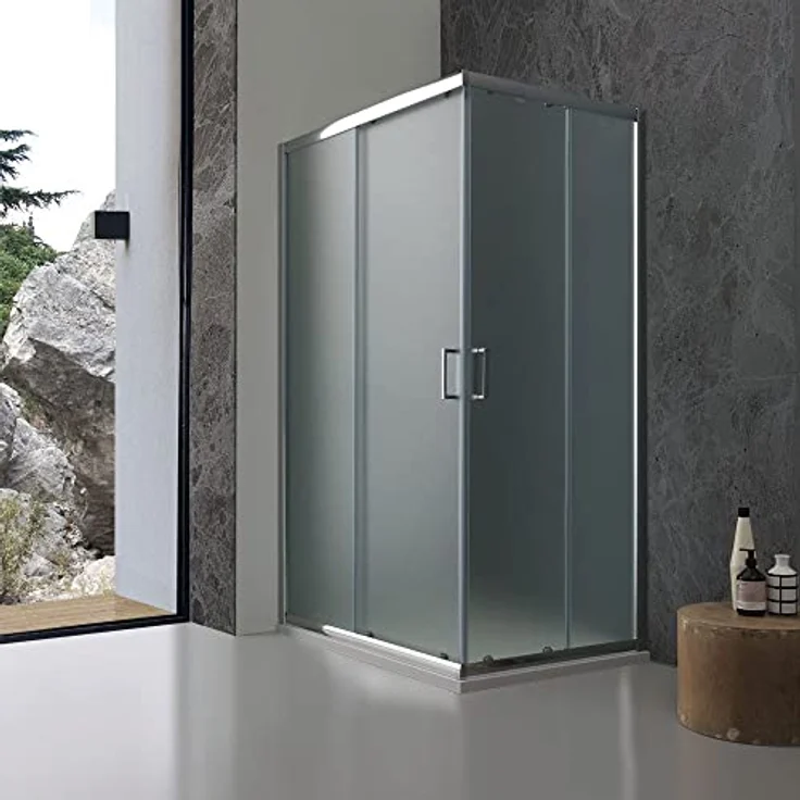 Duschkabine 70 X 90 Aus Mattem Kristallglas Mit Schiebetüren Giada – Bild 1