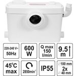 FALA WC-Hebeanlage 600 Watt Kleinhebeanlage für WC, Dusche, Waschbecken Fäkalienpumpe Haushaltspumpe