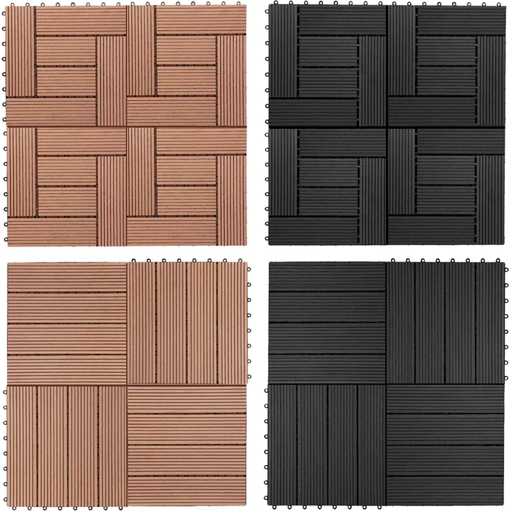 Casaria WPC Fliesen 66x Mosaik Anthrazit Holzfliesen 30x30cm