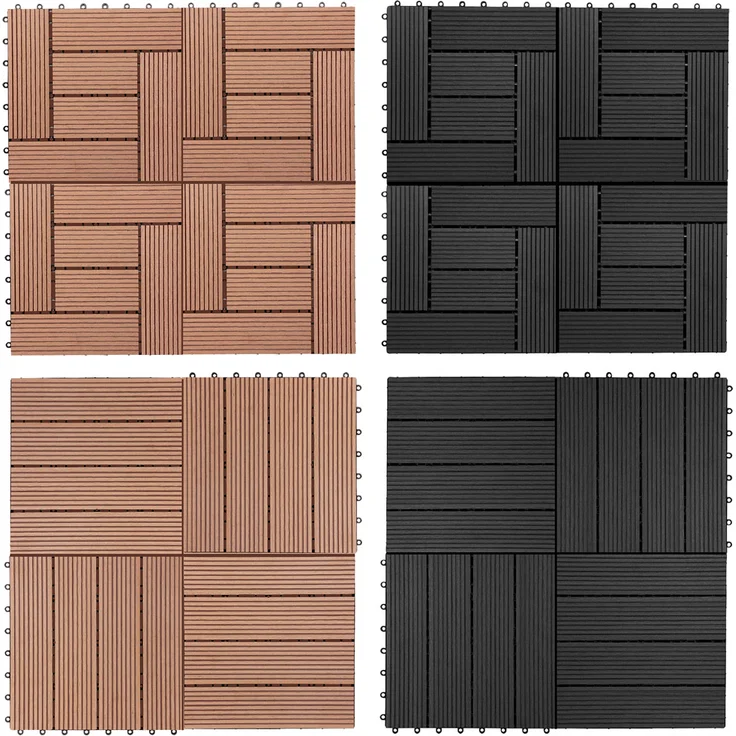 Casaria WPC Fliesen 66x Mosaik Anthrazit Holzfliesen 30x30cm