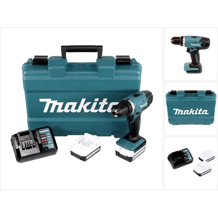 Makita DF347DWE + 2x 1,5 Ah Akku Akku-Bohrschrauber im Koffer – Bild 1