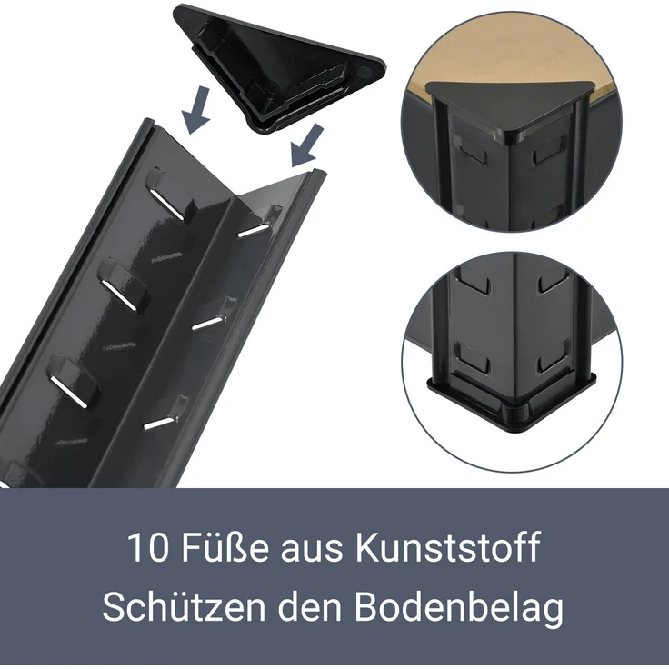 Juskys Eckregal Lageregal Corner Basic 180 x 70 x 40-70 cm | 875 kg | 5 Böden | Metall verzinkt | Schwerlastregal Steckregal Kellerregal Grau – Bild 8