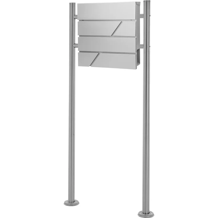 Briefkasten mit Zeitungsfach, hellgrau, 37x11x37 cm, aus Edelstahl – Bild 1