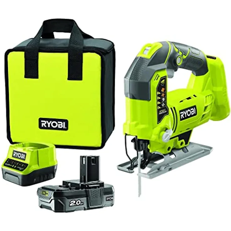 Ryobi 18V Akku Stichsäge R18JS-120S 2Ah Akku inkl Ladegerät 5133004232 , Tasche