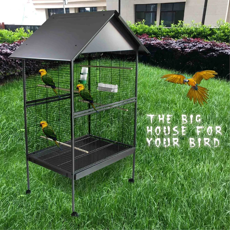 Mucola Vogelvoliere Grau XXL Voliere Vogelkäfig Vogelhaus – Bild 2