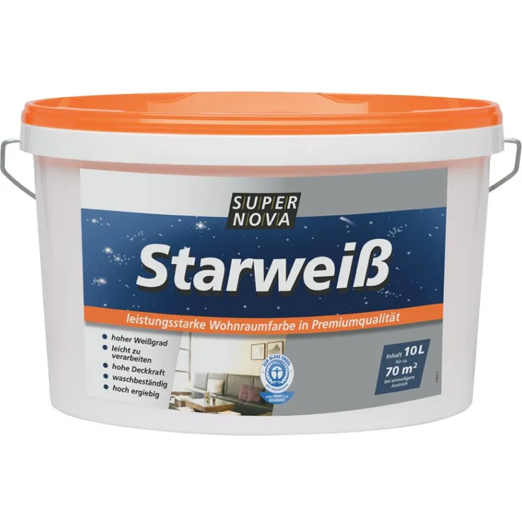 SUPER NOVA Wandfarbe ´Starweiß´, weiß, 2,5 Liter
