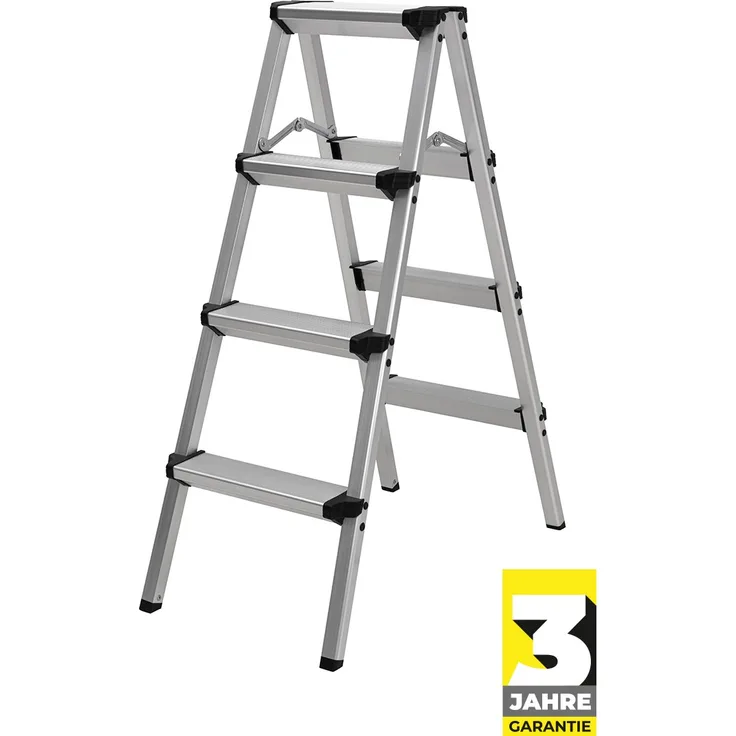 Craftfull Doppel-Klapptritt CF-131A Trittleiter Stufenstehleiter Alu Leiter (2 x 4 Stufen)
