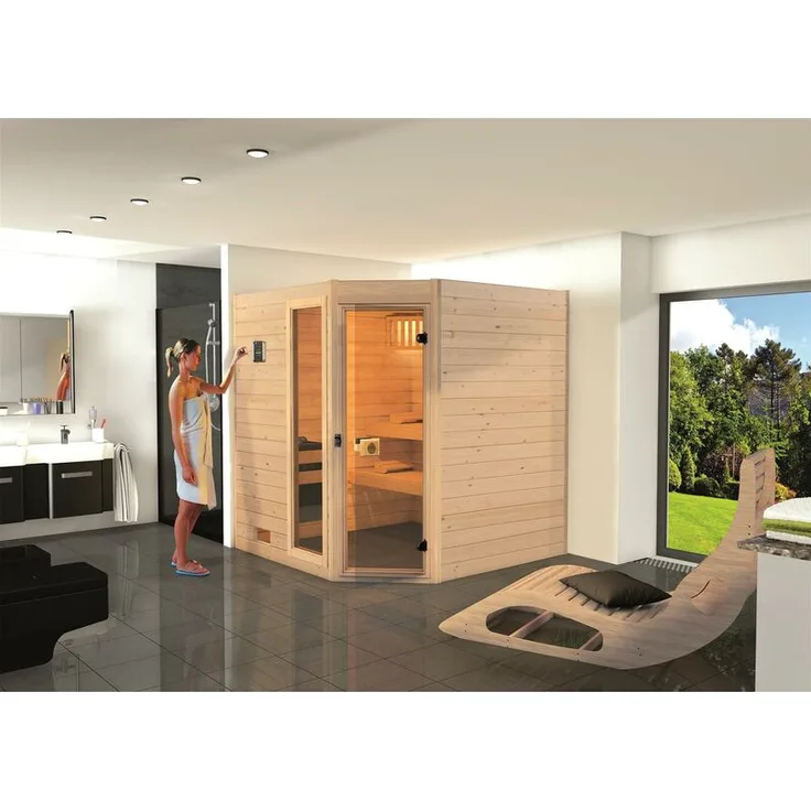 WEKA Massivholzsauna VALIDA Eck 1.8 GTF ohne Ofen, 189x189x203 cm, naturbelassen