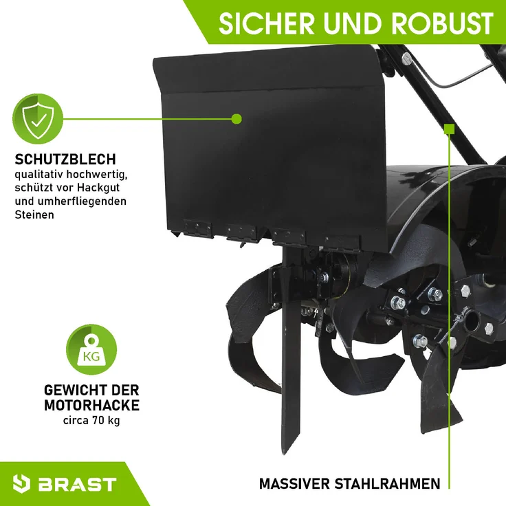 BRAST Motorhacke Benzin Gartenfräse 5,15kW(7PS) Selbstantrieb 50cm Arbeitsbreite 212ccm TÜV geprüft, AF7000 – Bild 9