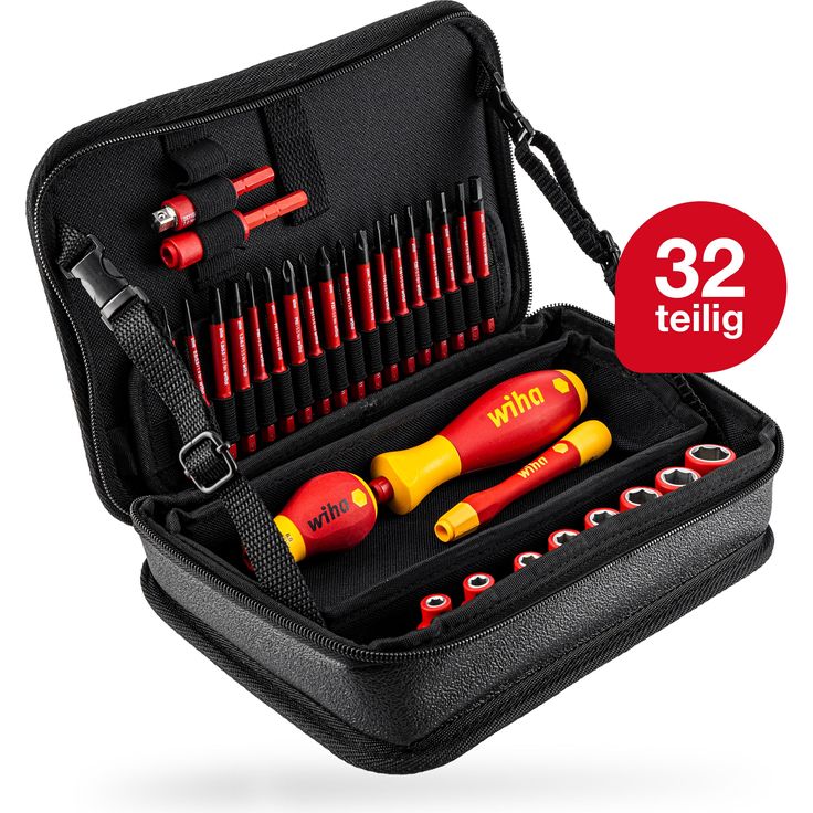 Wiha Elektriker Werkzeug Set slimVario® electric (43465) 32-tlg. I Bits + Steckschlüsselsätze + Schraubendrehergriffe I gemischt in Werkzeugtasche – Bild 9