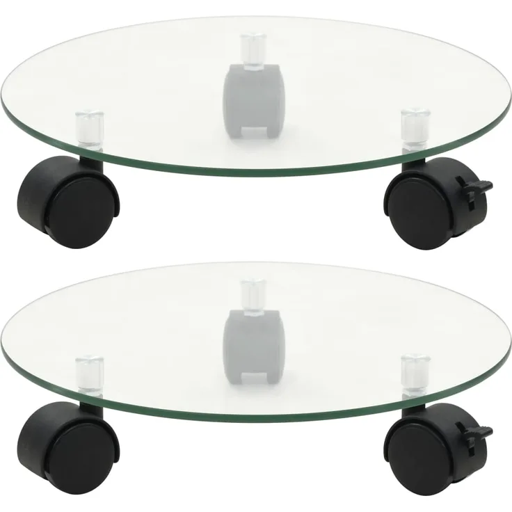 vidaXL Pflanzenständer mit Rollen 2 Stück Hartglas 28 cm Rund