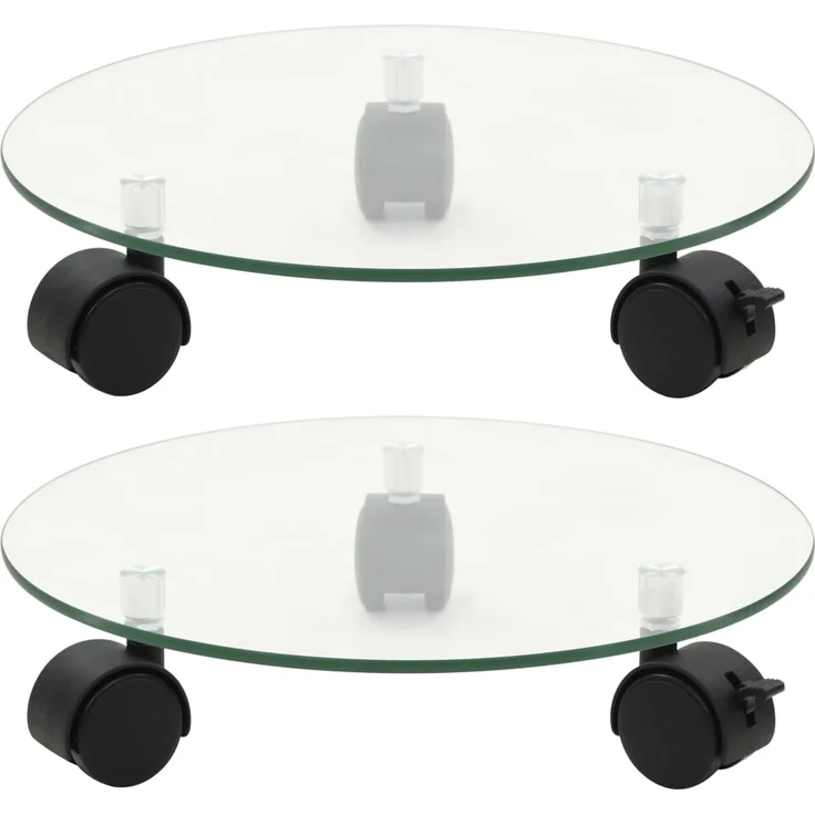 vidaXL Pflanzenständer mit Rollen 2 Stück Hartglas 28 cm Rund – Bild 1