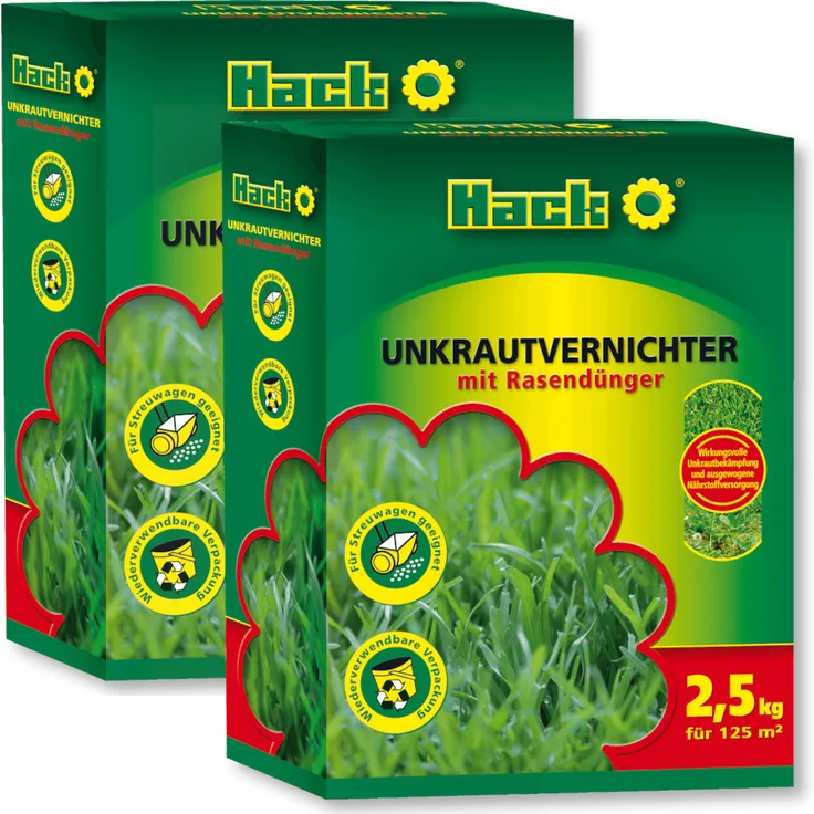 HACK Unkrautvernichter mit Rasendünger, 2x2,5 kg