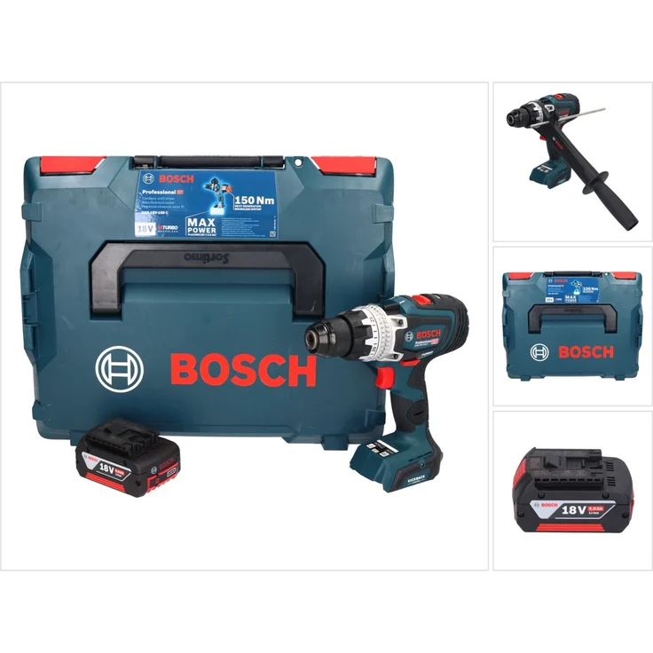 Bosch Professional GSR 18V-150 C Professional Akku Bohrschrauber 18 V 150 Nm Biturbo Brushless + 1x Akku 5,0 Ah + L-Boxx - ohne Ladegerät