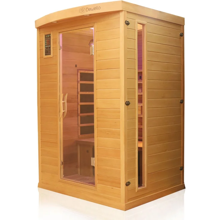 Dewello Infrarotkabine Infrarotsauna PIERSON PRO 135cm x 105cm Hemlock-Zeder inkl. DUO Strahler, Vollspektrumstrahler, Bodenstrahler – Bild 2