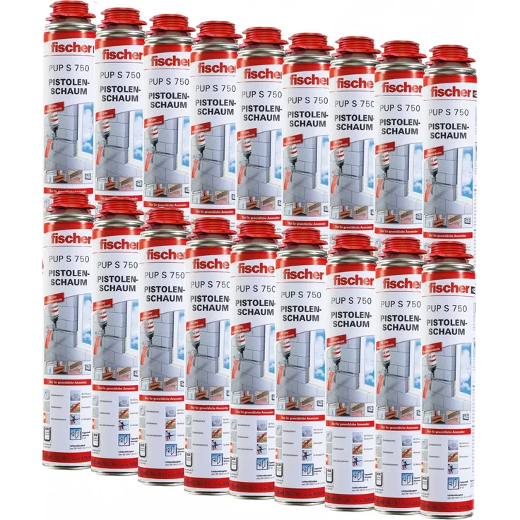 18x Fischer 1K Pistolenschaum-Montageschaum-Füllschaum-Dämmschaum PUP S 750ml B2