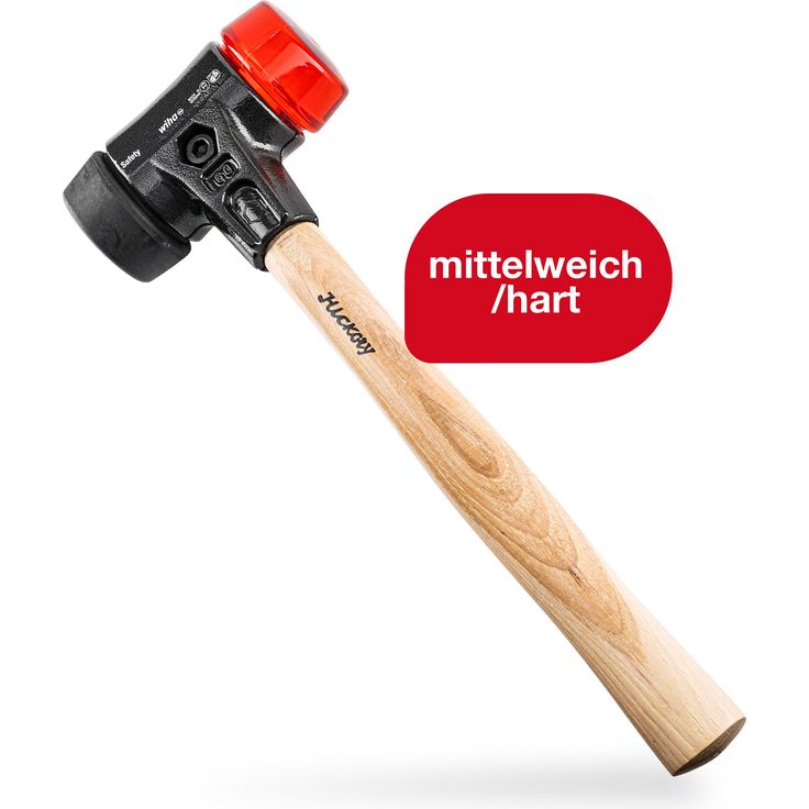 Wiha Schonhammer Safety mittelweich und hart (26613) I Gummihammer mit hochwertigem Hickory Holzstiel I Rund-Schlagkopf 50mm – Bild 2
