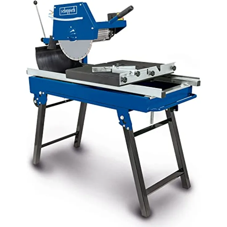 Scheppach HSM3500 Steintrennmaschine Fliesenschneider | inkl. Fahrvorrichtung & Diamanttrennscheibe | 700mm Schnittlänge | 110mm Schnitthöhe | inkl. Wasserpumpe & Winkelanschlag | Sägekopf 0°- +45°