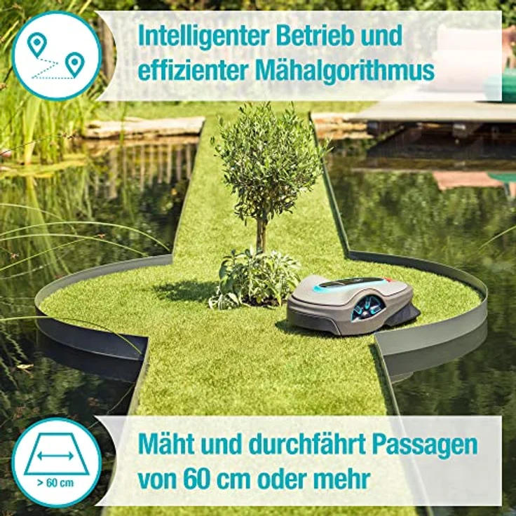 Gardena Mähroboter SILENO city 600 m²: Rasenroboter für bis zu 600 m² Rasenfläche, präzise Schnittergebnisse, Einstellungen und Setup über Gardena Bluetooth App (15010-20) – Bild 5