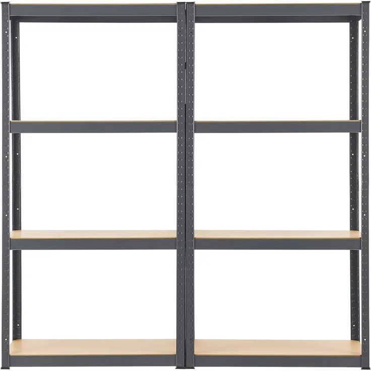 Juskys Lagerregal Easy 2er Set - Schwerlastregal 160x80x40 cm | 8 Böden | 640 kg | Metall verzinkt | Steckregal Kellerregal Metallregal Grau