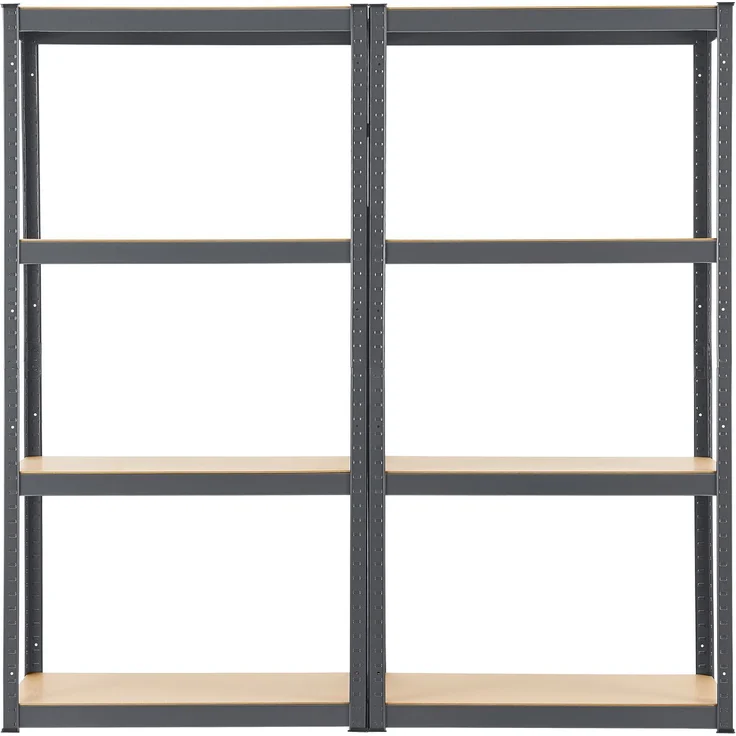 Juskys Lagerregal Easy 2er Set - Schwerlastregal 160x80x40 cm | 8 Böden | 640 kg | Metall verzinkt | Steckregal Kellerregal Metallregal Grau – Bild 1