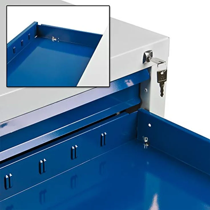 Schubladenschrank - Werkzeugschrank mammut, 7 Schubladen, RAL 7035 - 5012 – Bild 4