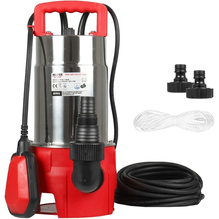 Walter Werkzeuge Schmutzwasserpumpe 1100W Pumpe Gartenpumpe Tauchpumpe Wasserpumpe – Bild 1