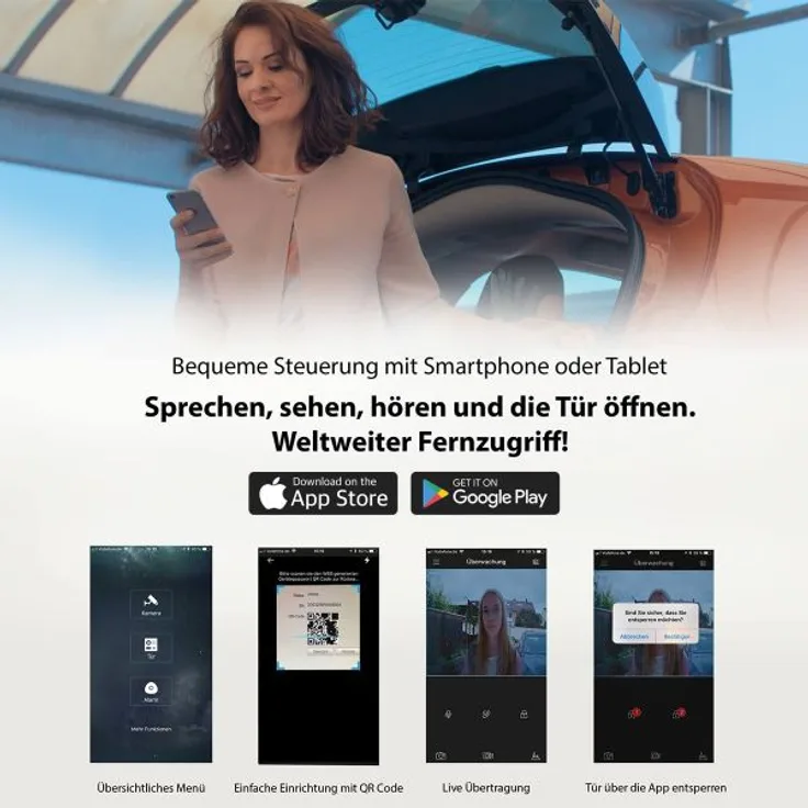 GOLIATH Hybrid 2-Draht Video Türsprechanlagen Aufputz Set für 1 Familienhaus Anthrazit 1x 7 Monitor Weiß
