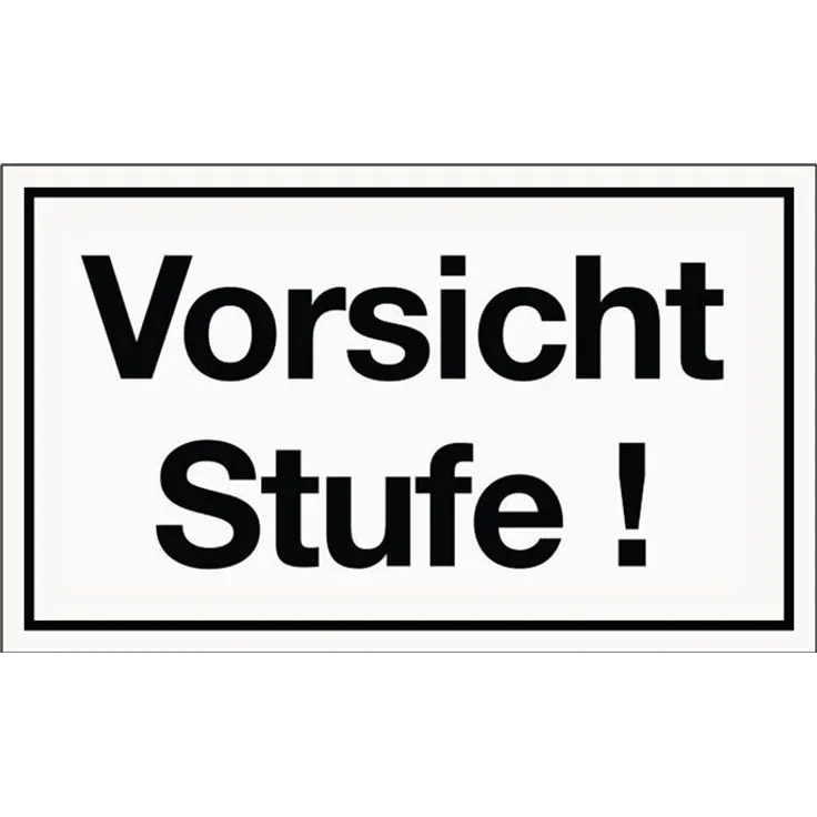 NORDWEST Handel AG Hinweiszeichen Vorsicht Stufe Kunststoffschild L250xB150mm weiß schwarz Ku.
