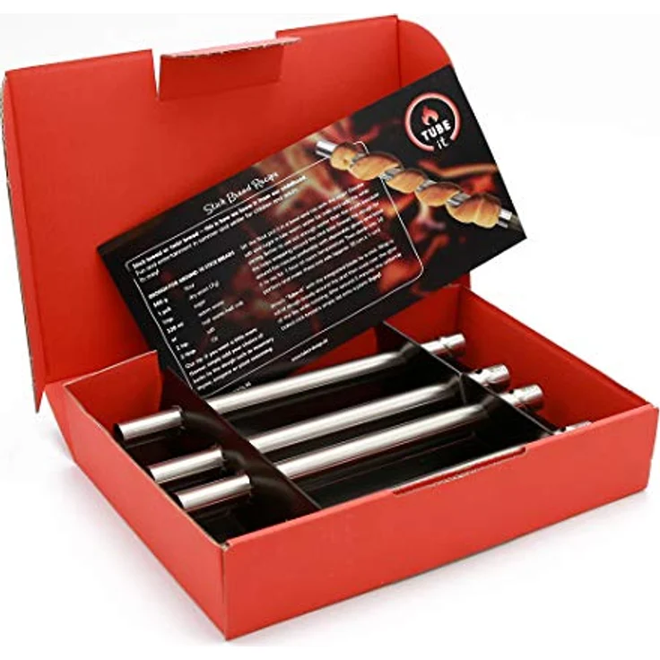 Take2 Grillspieße für Stockbrot, rostfreier Edelstahl, 4 Stück, silber, 20 cm lang – Bild 5