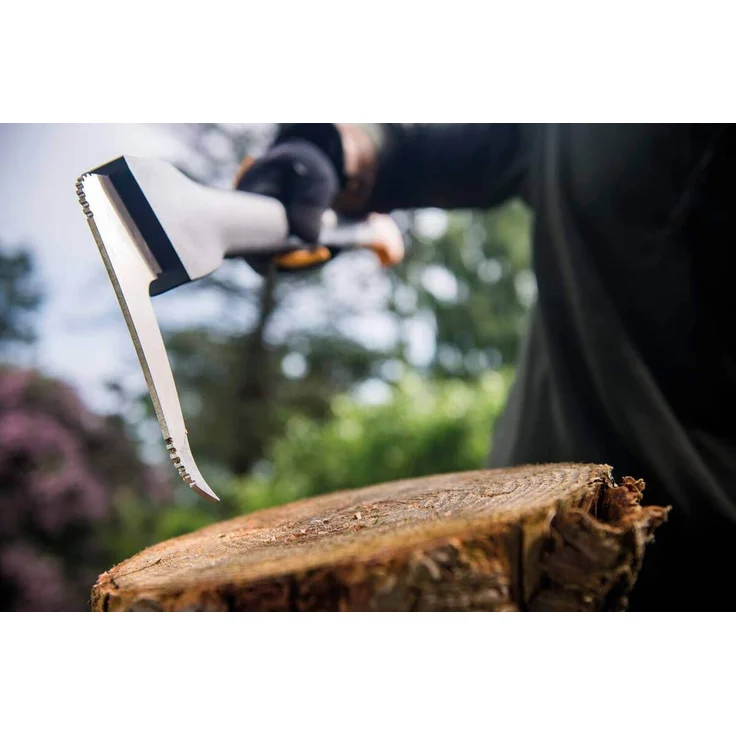 Fiskars Lange Hand-Sappie zur Holzbearbeitung, Länge: 78,5 cm, Gehärtete Stahlklinge-Glasfaserverstärkter Kunststoffgriff, Inklusive Schutzhülle, Schwarz-Orange, WoodXpert, XA22, 1003623 – Bild 4