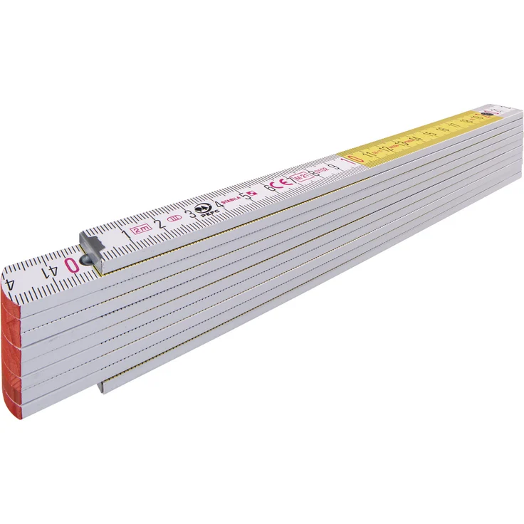 STABILA Zollstock Type 717, 2 m, weiß, weiß/gelbe metrische Schnellablese-Skala, Winkelfunktion, Meterstab aus PEFC-zertifiziertem Holz, Polyamid-Gelenke – Bild 3