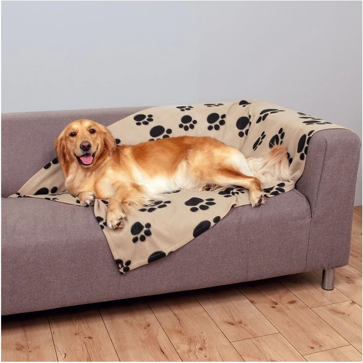 Trixie Fleecedecke Barney beige mit schwarzen Pfoten – Bild 1