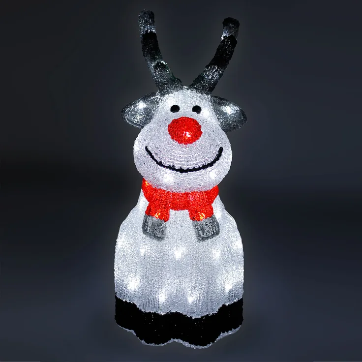 Acryl Elch 45 LEDs kaltweiß Außenbeleuchtung mit Timerfunktion