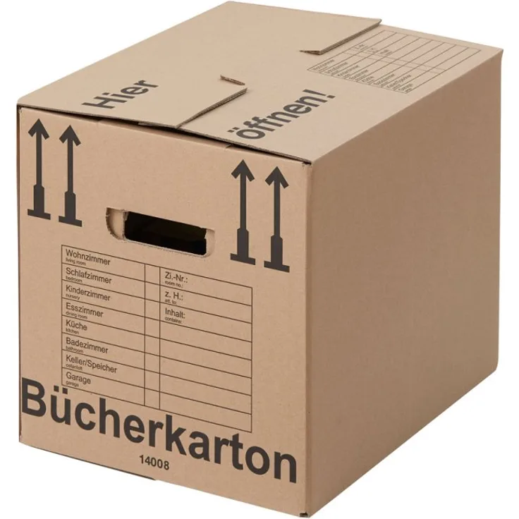 BB-Verpackungen 30 x Bücherkarton Compact 400 x 318 x 328 mm (stabil 2-wellig, 40 kg Traglast, Bücherkiste aus recycelter Pappe)