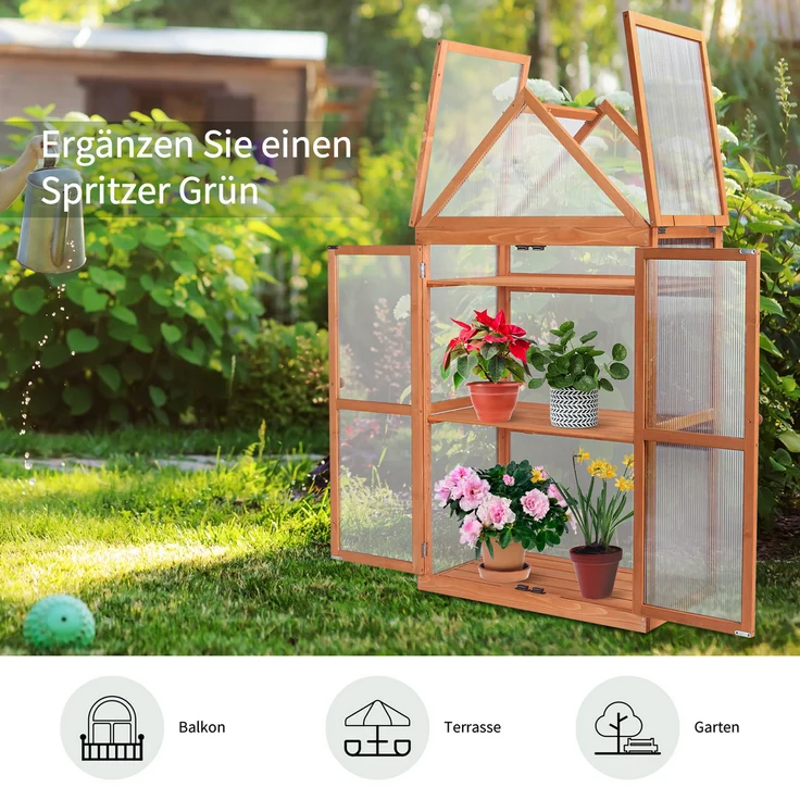 MCombo 3 Etage Gewächshaus 0800, Aufzuchtschrank Treibhaus Pflanzenhaus Tomatenhaus, höhenverstellbar, aufklappbar, aus Holz und Polycarbonat, 47 x 80 x 149 cm – Bild 5