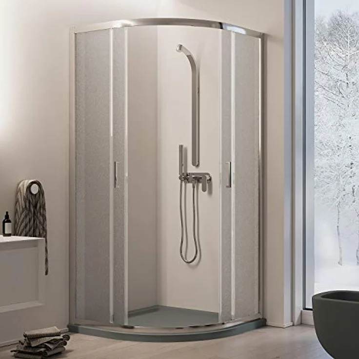 Eckeinstieg Duschkabine Runddusche 80x80 H198 Satiniert 6mm Glas Mod. Ready – Bild 3