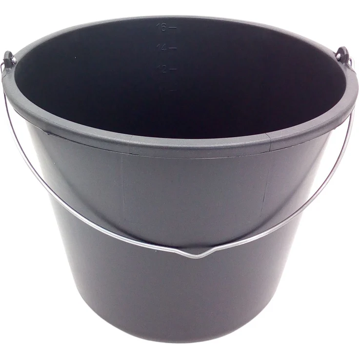Baueimer 16L schwarz Maurereimer Zementeimer Wassereimer Schutteimer – Bild 1