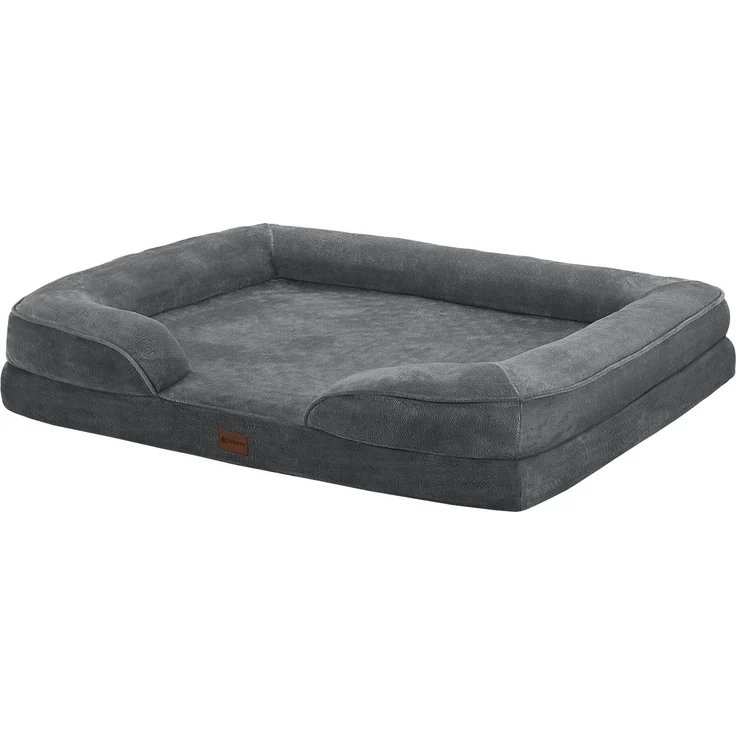Juskys Hundebett Sheena XL orthopädisch, waschbar & rutschfest – 106 x 80 x 18 cm – Hundesofa flauschig große Hunde Grau – Haustierbett Hundesofa – Bild 1