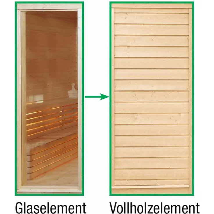 Wolff Finnhaus Sauna Paradiso: Tausch Glas in Vollholz