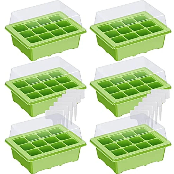 6 x WELLGRO Mini Gewächshaus inkl. Pflanzschilder - für bis zu 12 Pflanzen - ca. 19 x 14,5 x 11 cm (LxBxH) je Zimmergewächshaus – Bild 1