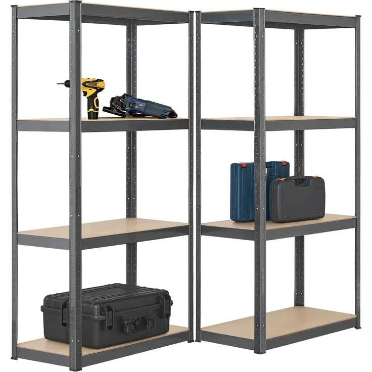 Juskys Lagerregal Easy 2er Set - Schwerlastregal 160x80x40 cm, 8 Böden, 640 kg, Metall verzinkt, Steckregal Kellerregal Metallregal Grau – Bild 9