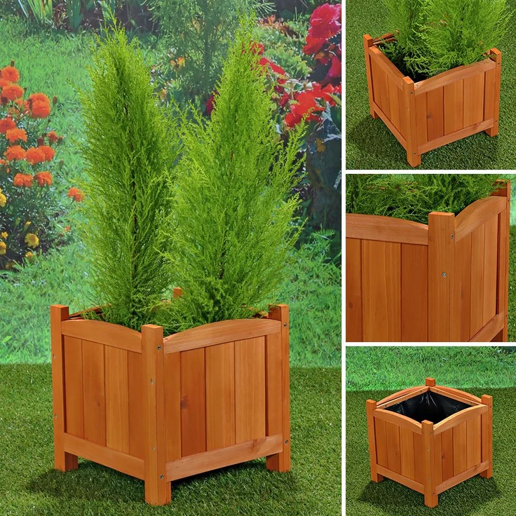 Blumentopf Blumenständer Blumenkasten eckig Blumen Dekoration Pflanztrog Holz – Bild 5