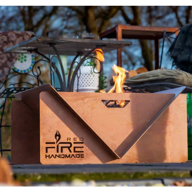 RedFire Handgefertigte Feuerstelle V Rostbraun Stahl