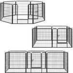 Juskys Welpenauslauf Plus 160 x 160 x 80 cm – Welpenlaufstall 8-teilig aus Metall – Freigehege mit Tür – Welpengitter für Hunde, Hasen & Kleintiere - Preisvergleich